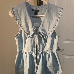 Cute lapel design denim dress